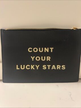 India Hicks  Zip Pouch with Gold 'COUNT YOUR LUCKY STARS'